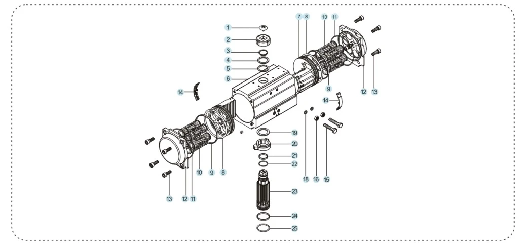 90 Degree Pneumatic Rotary Actuator Spare Parts And Material